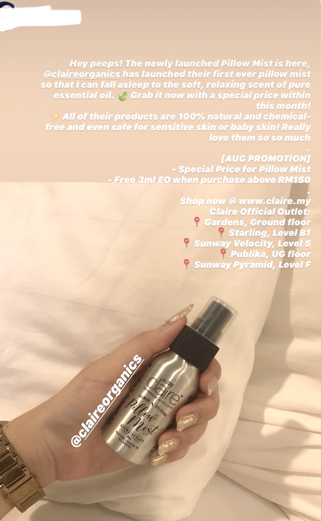 Claire Organics Calming Pillow Mist